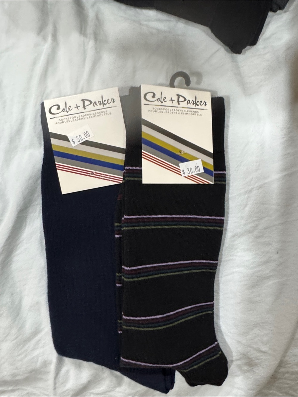 Men's Navy & Black Striped Dress Socks - 2 Pack